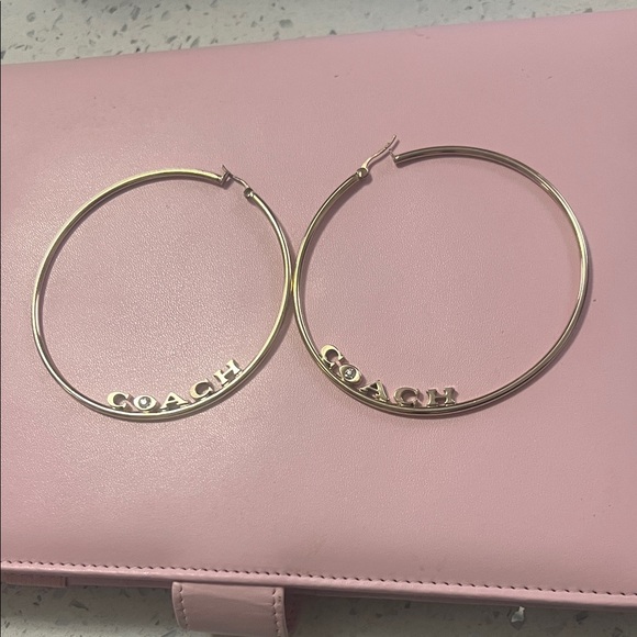 Coach Gold Logo Hoop Earrings - Picture 2 of 6